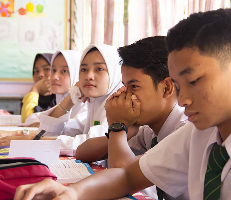 Malaysian secondary school students in class